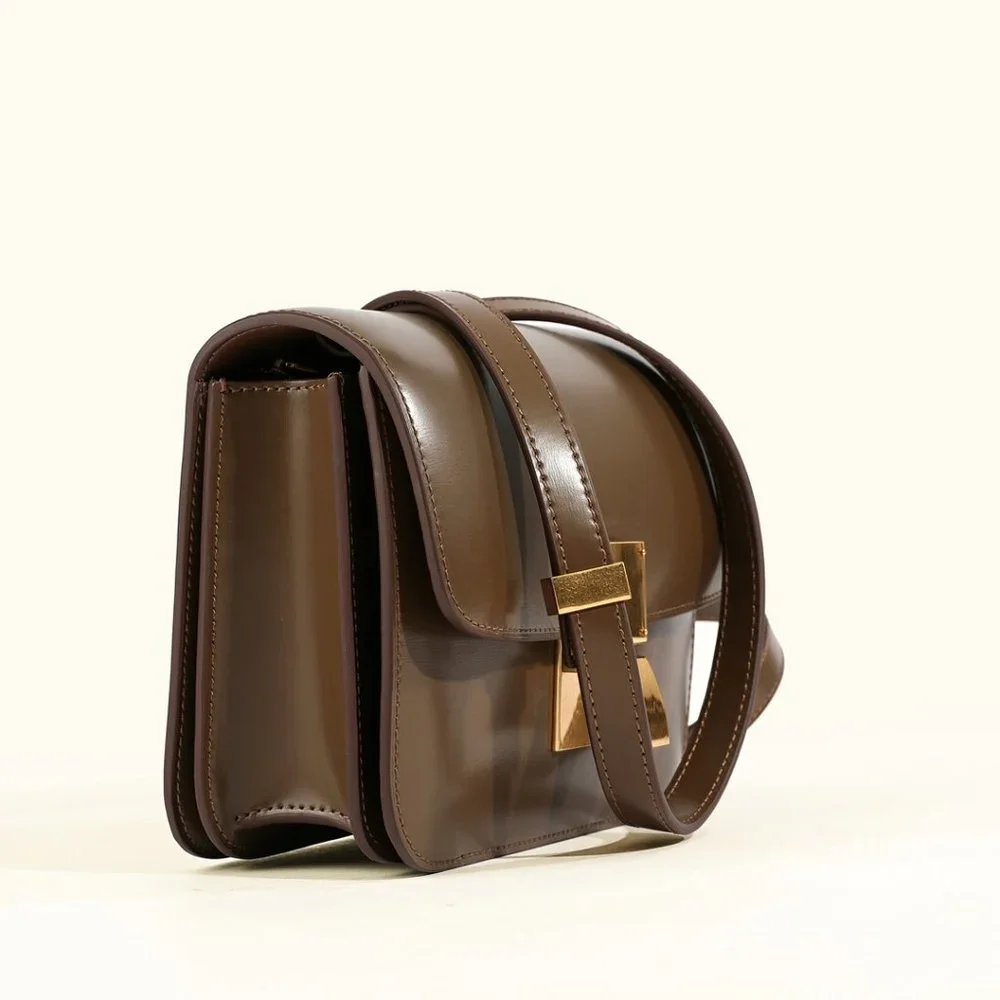 Italian Calfskin Leather Bag, Designer Bag, Italian Leather Box Bag - Picture 4 of 9